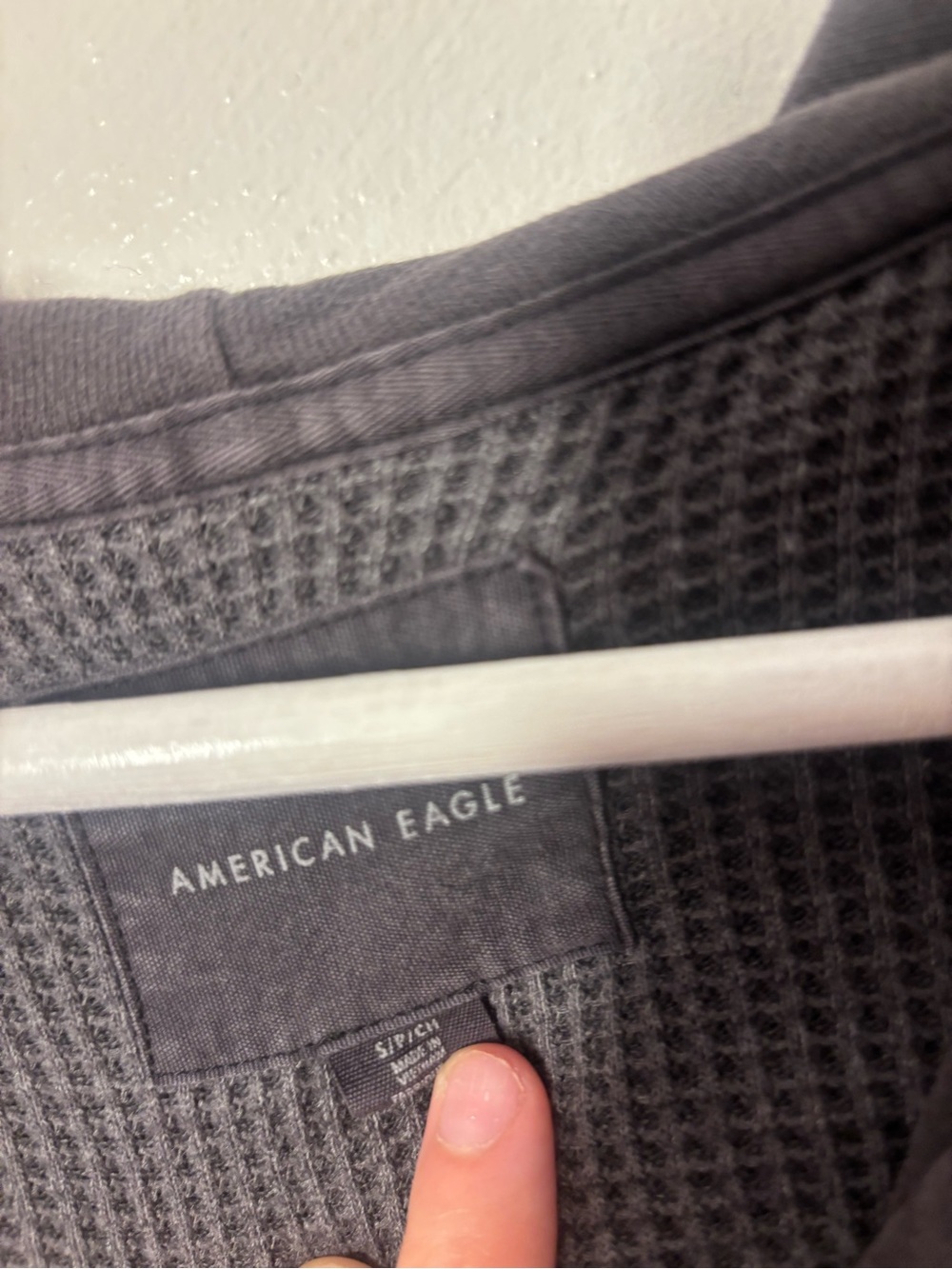 American Eagle Outfitters Charcoal Waffle Knit Hooded Jacket Size Small - Picture 6 of 6